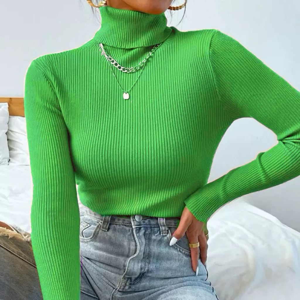 Damen Eleganter Rollkragenpullover mit feiner Rippstruktur R&B