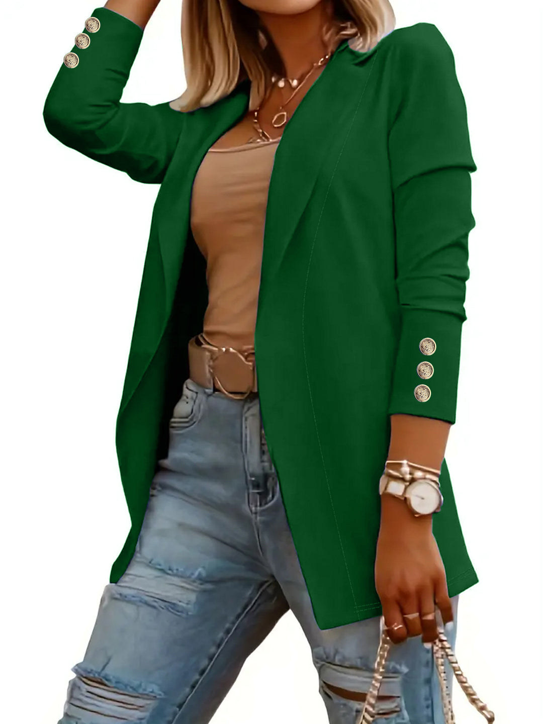 Damen Elegante Blazerjacke mit modischen Knopfdetails R&B