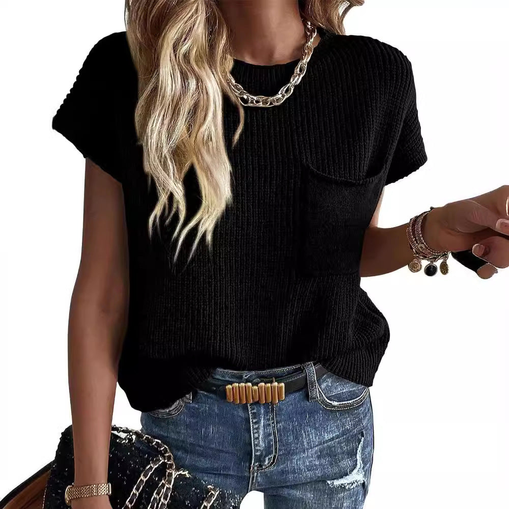 Damen Kurzarm Stricktop R&B