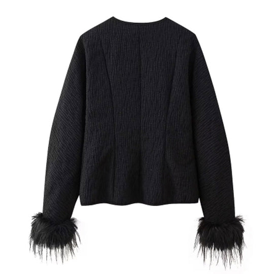 Damen Jacke mit Volantdetails und plissierter Struktur R&B