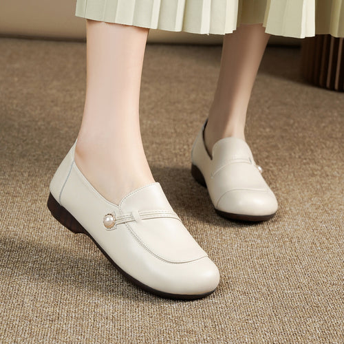 Damen Elegante Mokassins mit geschmackvollem Perlenschnalle R&B