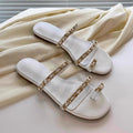 Damen elegante Pantoletten mit goldverziertem Kettendetail R&B