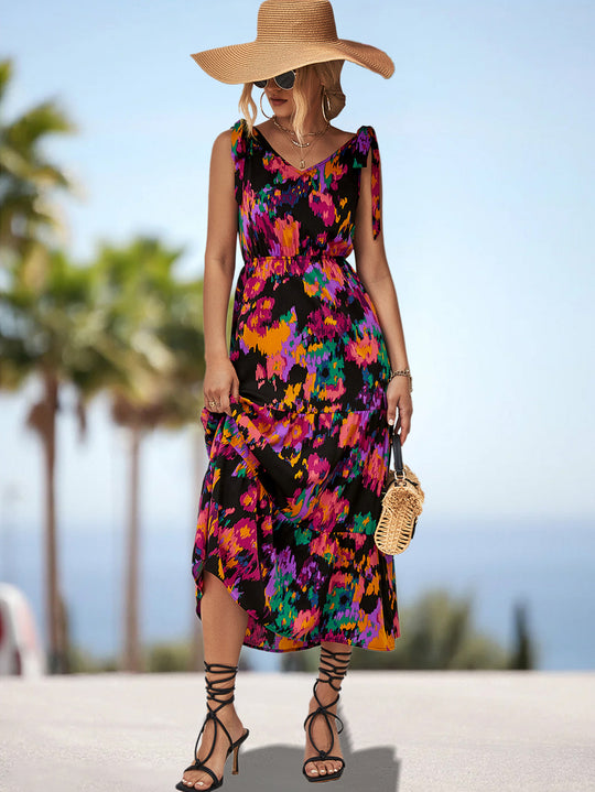 Damen Maxikleid mit verspieltem Floralprint und luftigen Trägern R&B