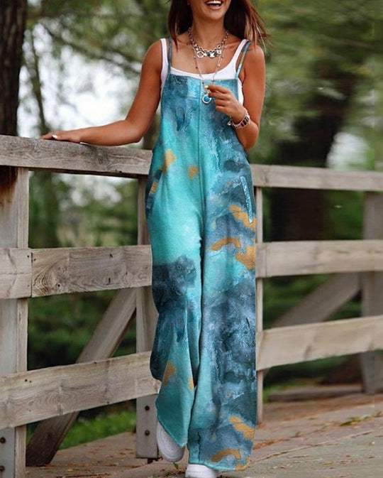 Damen Maxikleid mit verspieltem Ethno-Muster und breiten Trägern R&B