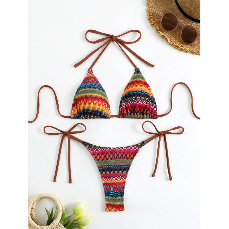 Damen Triangel-Bikini mit aufregendem Ethno-Muster R&B