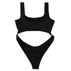 Damen Einteiler Badeanzug mit tiefem V-Ausschnitt und seitlichen Cut-Outs R&B