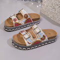 Damen Bequeme und modische Platform-Sandalen mit verstellbaren Riemen und bunten Applikationen