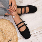 Damen spitze Ballerinas mit doppelt verstellbaren Riemchen R&B