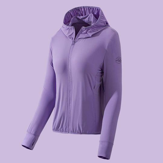 Damen leichte Kapuzenjacke mit Sonnenschutz und Stretchgewebe R&B
