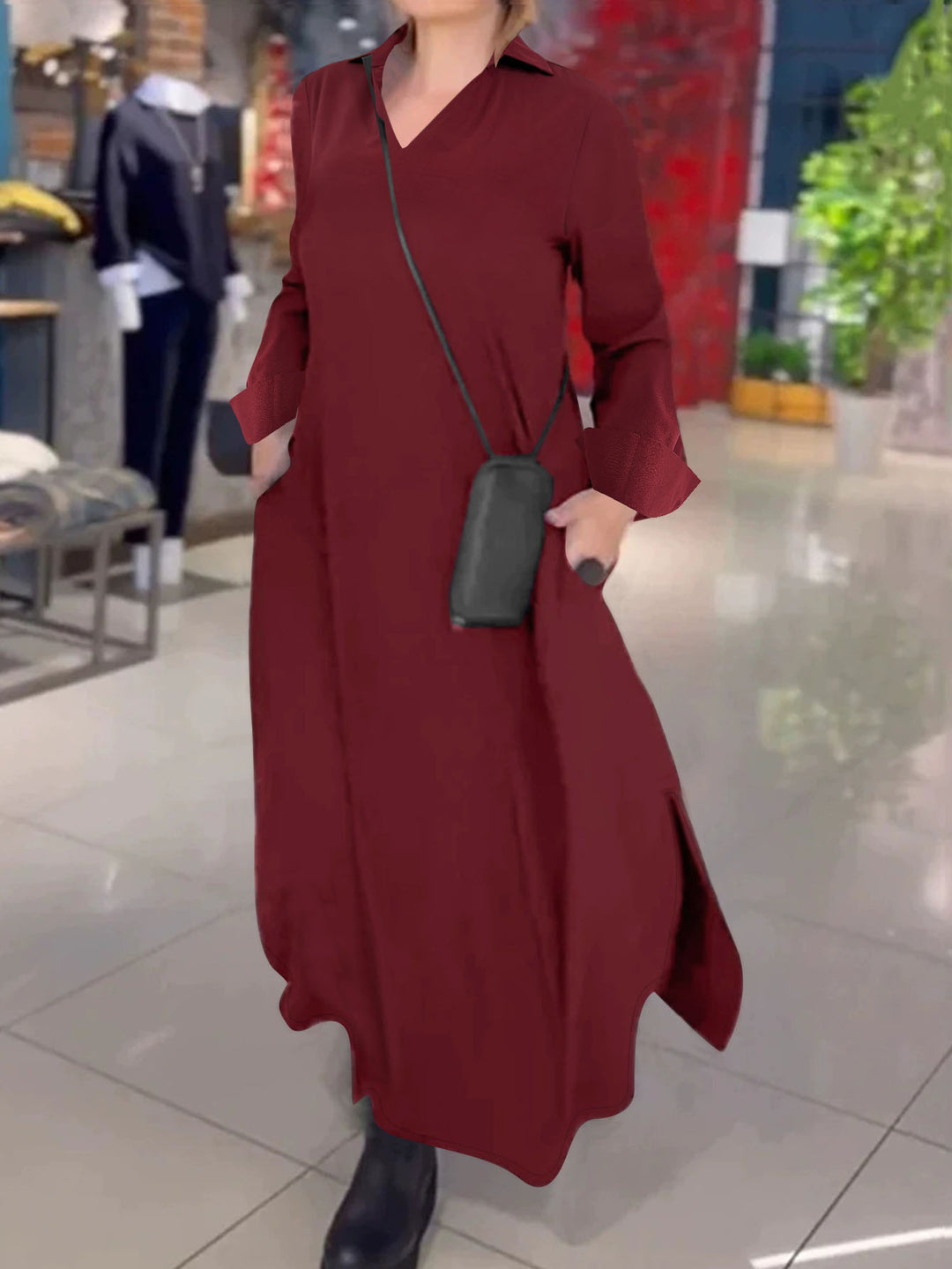 Damen lässiges Hemdkleid mit innovativem seitlichem Schlitz R&B