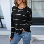 Damen Strickpullover mit modischen Streifen R&B
