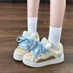 Damen Sportliche Sneakers mit buntem Karomuster und gepolsterter Innensohle