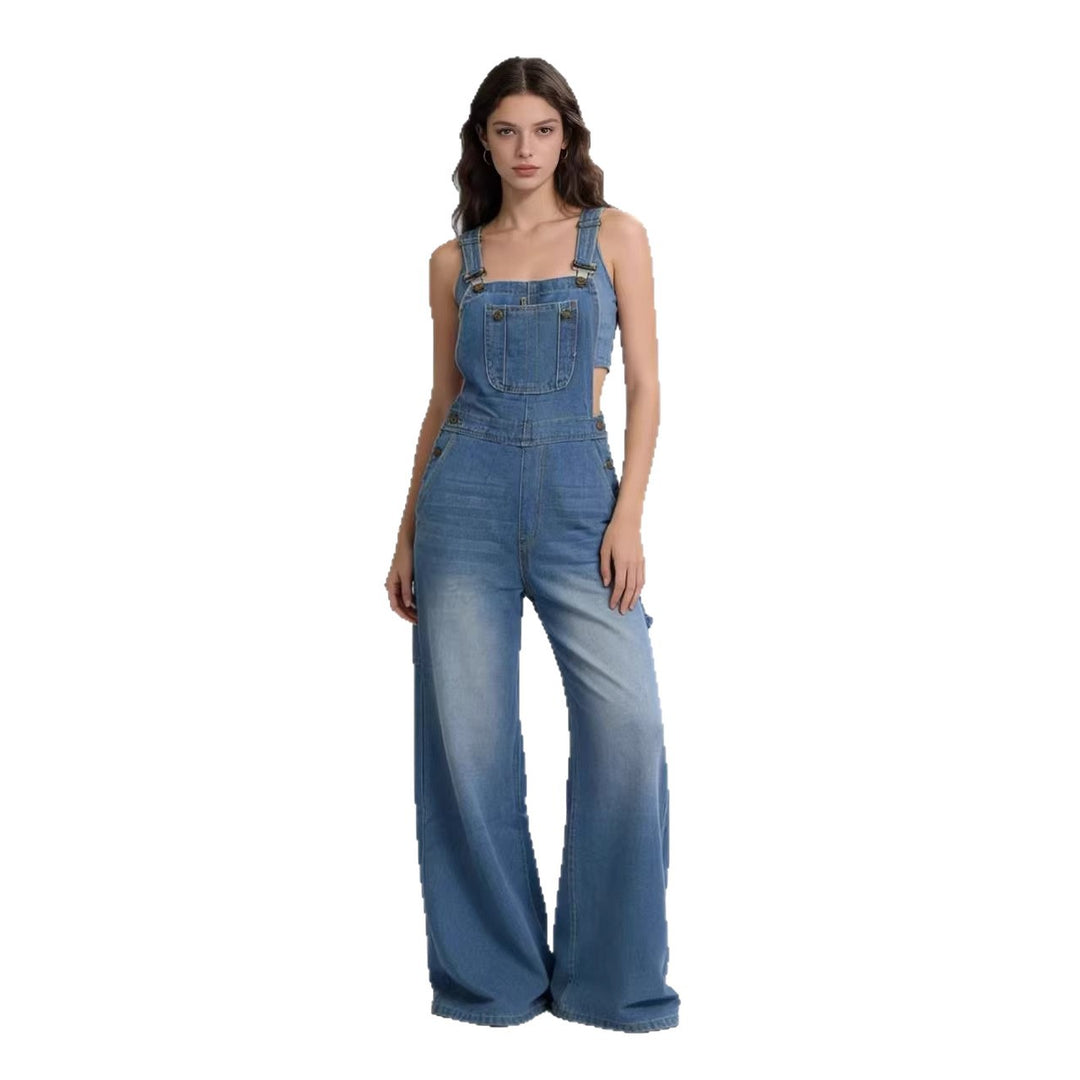 Damen Latzhose im lässigen oversized Schnitt mit funktionalen Seitentaschen R&B