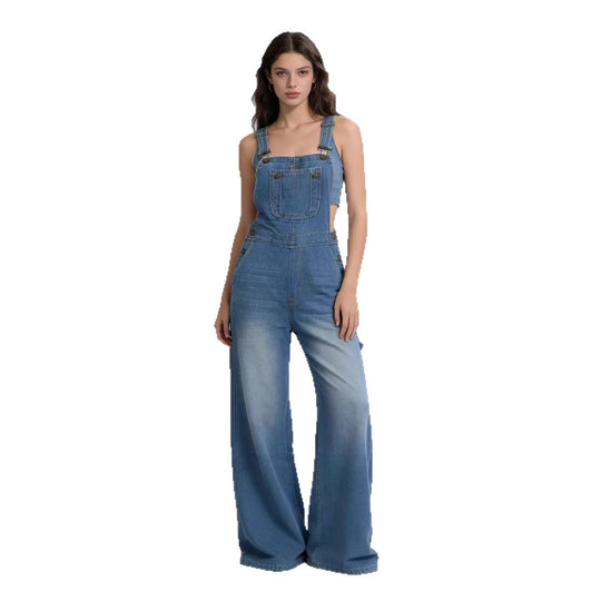 Damen Latzhose im lässigen oversized Schnitt mit funktionalen Seitentaschen R&B