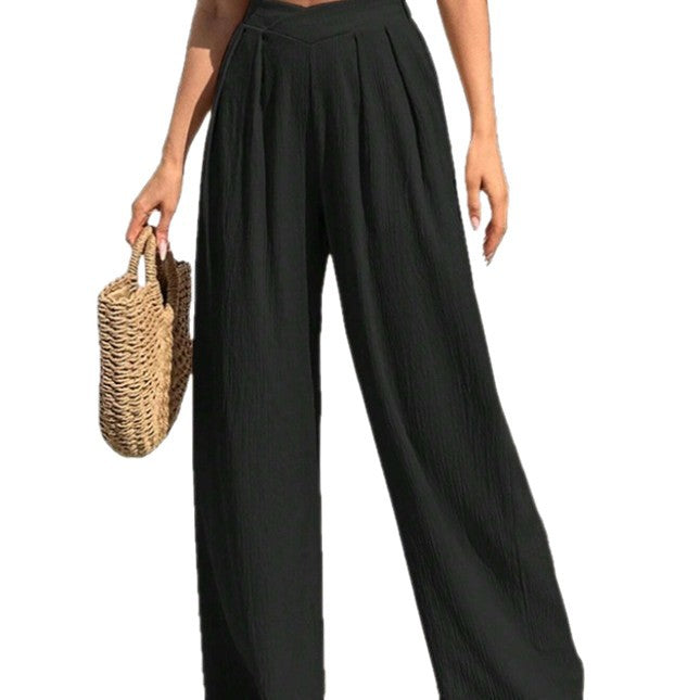 Damen weite Stoffhose mit eleganter Bundfaltenführung R&B
