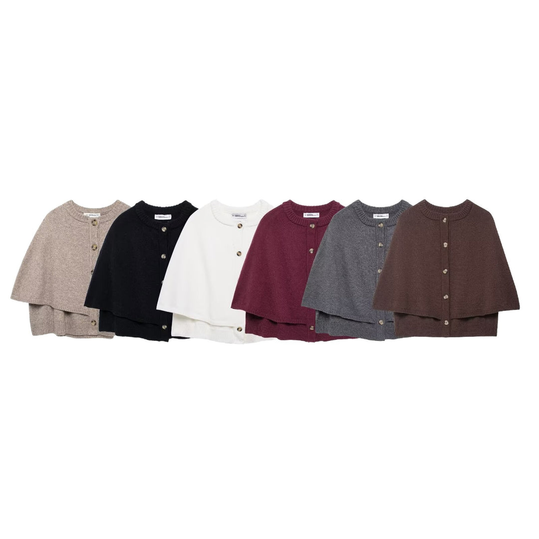 Damen Strick Poncho R&B