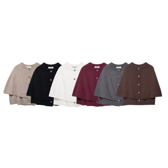 Damen Strick Poncho R&B