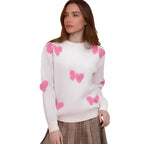 Damen gemütlicher Pullover mit modernem Herzdesign und weichem Strick R&B