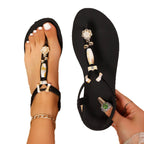 Damen Zehentrenner Sandalen mit eleganter Schmuckverzierung R&B