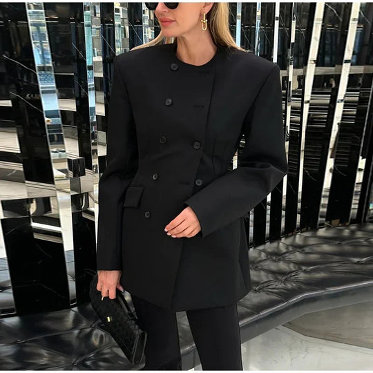 Damen Eleganter Tailored Blazer mit schickem Doppelkknopfverschluss R&B
