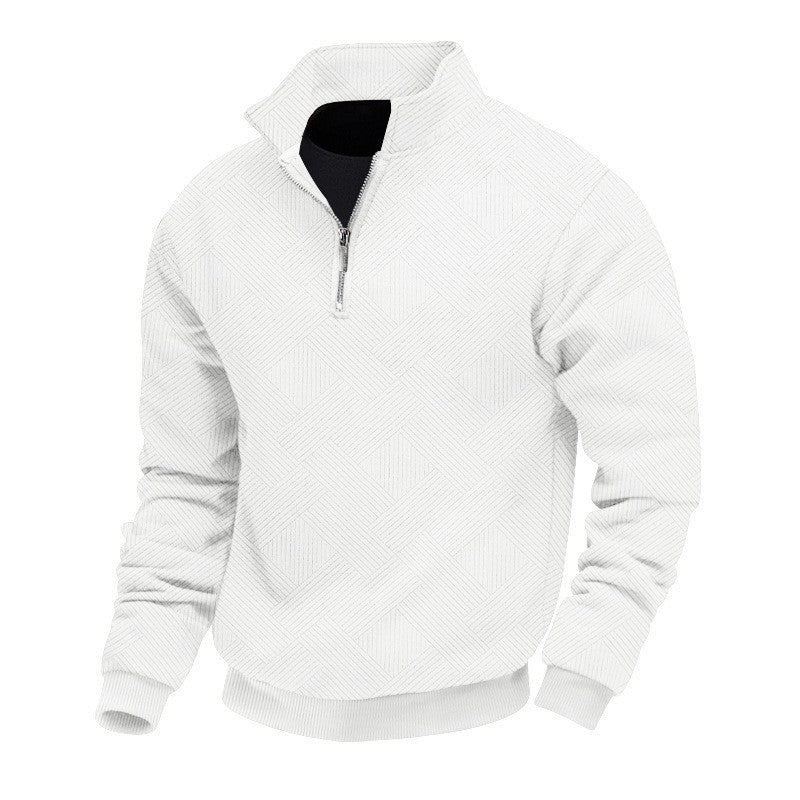 Herren Stepppullover mit halbem Reißverschluss und strukturiertem Design R&B