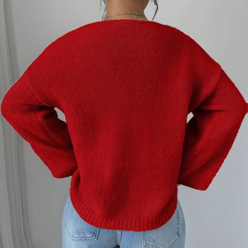 Damen Oversized Strickpullover mit dekorativem Schnürdetail R&B