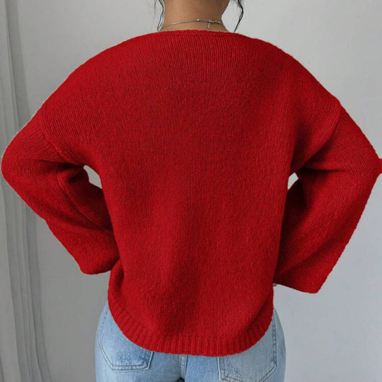 Damen Oversized Strickpullover mit dekorativem Schnürdetail R&B