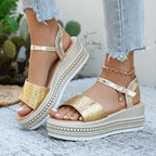 Damen Wedge-Sandaletten mit modischem Korkdesign und komfortablem Fußbett R&B