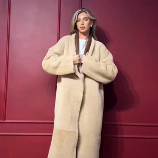 Damen lange, gefütterte Trenchcoatjacke R&B