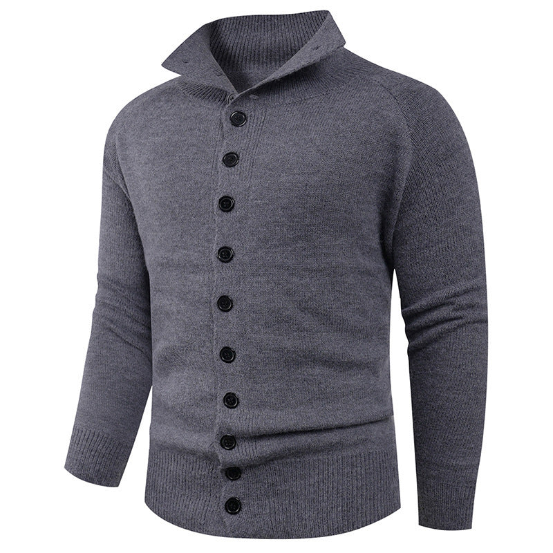 Herren Strickpullover mit hohem Kragen und Knopfverschluss R&B