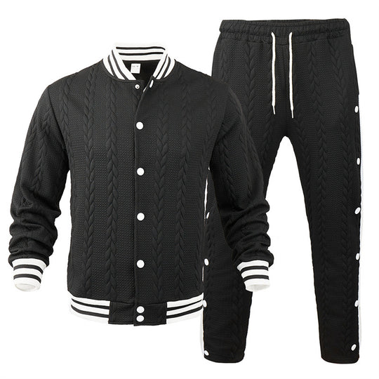 Herren Sportswear-Bomberjacke mit strukturiertem Design und Kontraststreifen R&B
