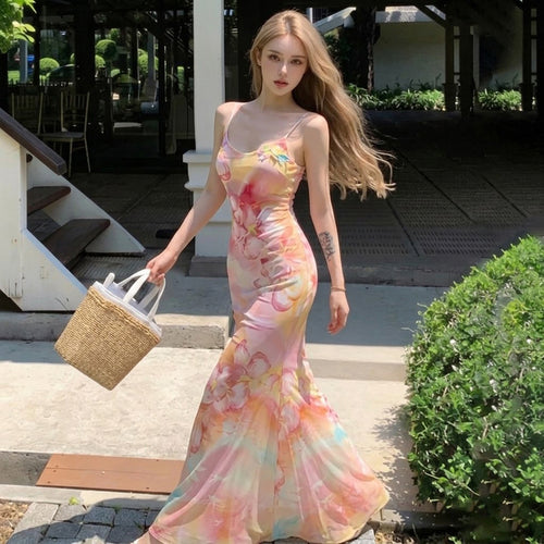 Damen Maxikleid mit floralen Akzenten und raffiniertem Schnitt R&B