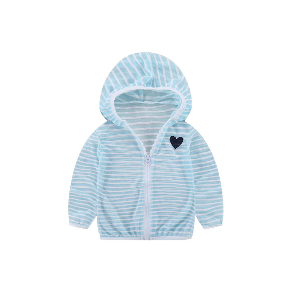 Unisex nan leichte gestreifte Kapuzenjacke mit Reißverschluss für Babys und Kleinkinder R&B