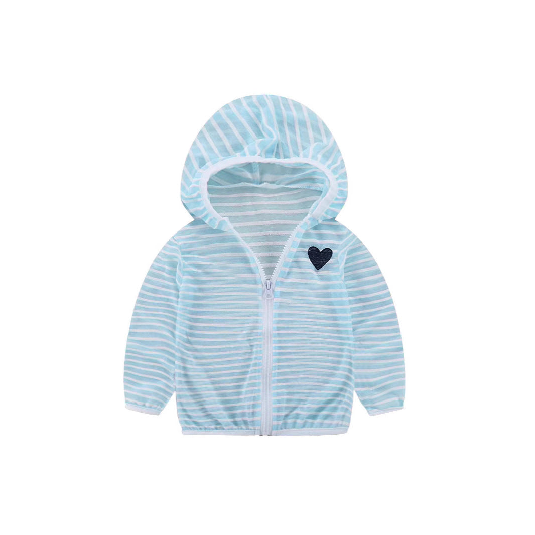 Unisex nan leichte gestreifte Kapuzenjacke mit Reißverschluss für Babys und Kleinkinder R&B