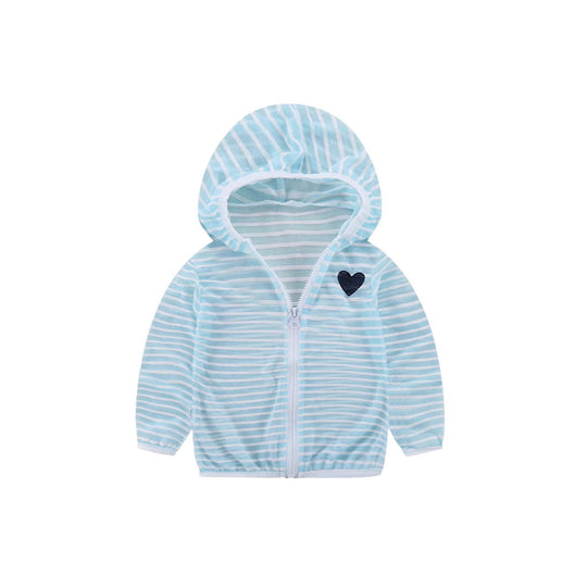 Unisex nan leichte gestreifte Kapuzenjacke mit Reißverschluss für Babys und Kleinkinder R&B