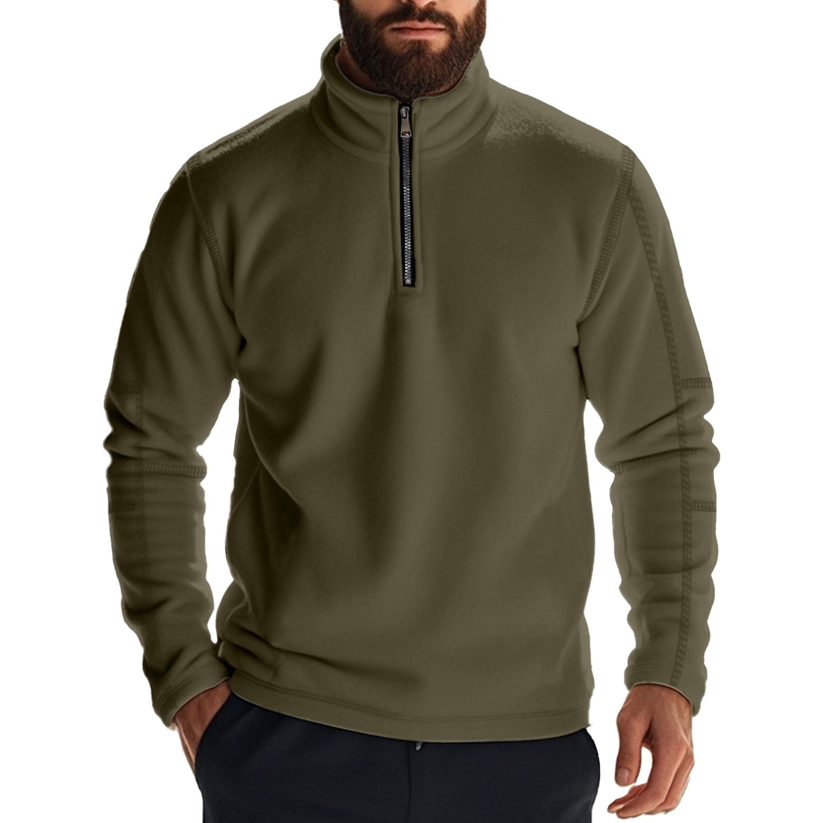 Herren Fleece-Pullover mit halbem Reißverschluss und atmungsaktiven Eigenschaften R&B