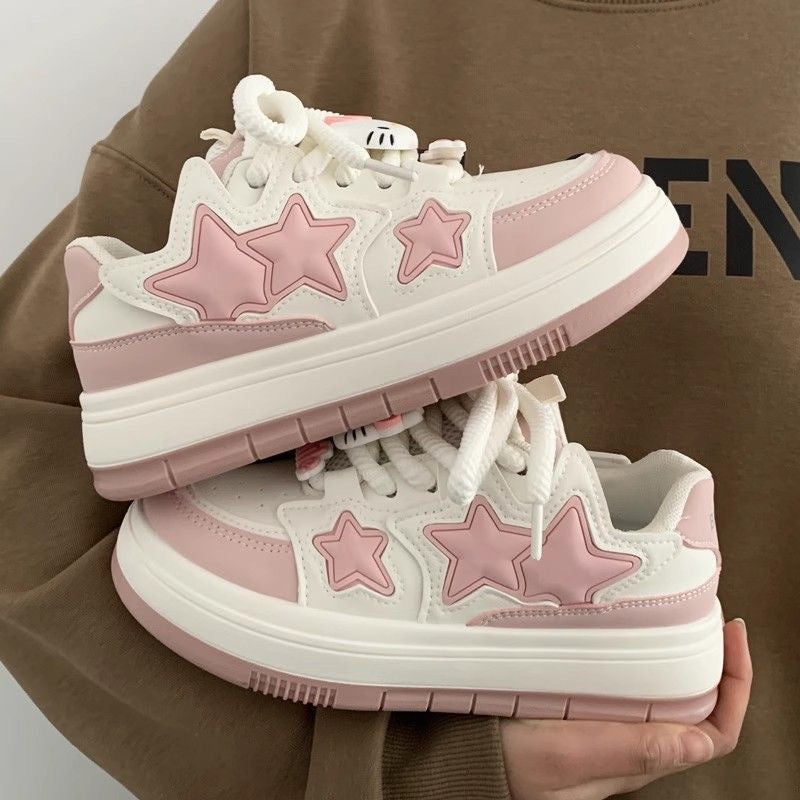 Damen Modische Sneakers mit Sternen-Applikationen und gepolsterter Sohle R&B
