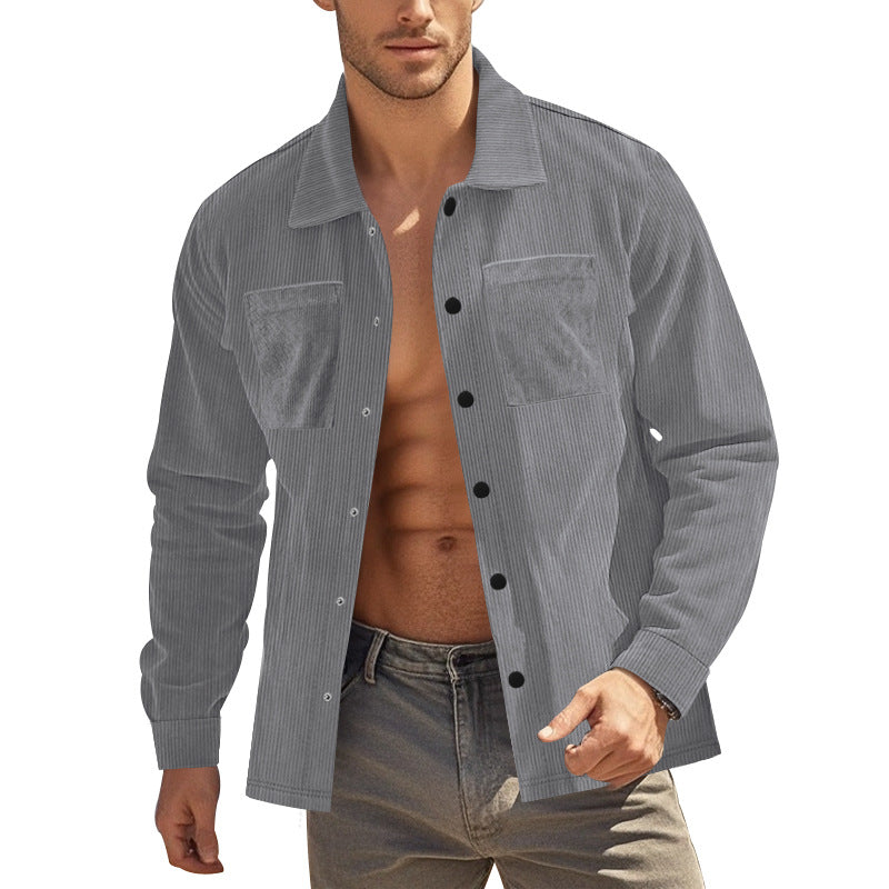 Herren Cordhemd mit praktischen Brusttaschen und modischem Schnitt R&B