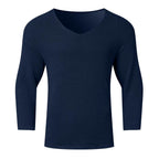 Herren nan strukturiertes Waffelstrick-Langarmshirt mit V-Ausschnitt und wärmendem Thermoeffekt R&B