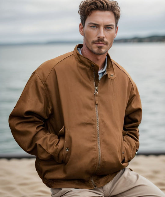 Herren funktionale Freizeitjacke im sportlichen Design mit gerundetem Kragen R&B
