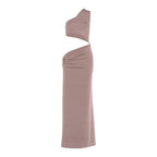 Damen Elegantes asymmetrisches Maxikleid mit Drapierung und dekorativem Detail R&B
