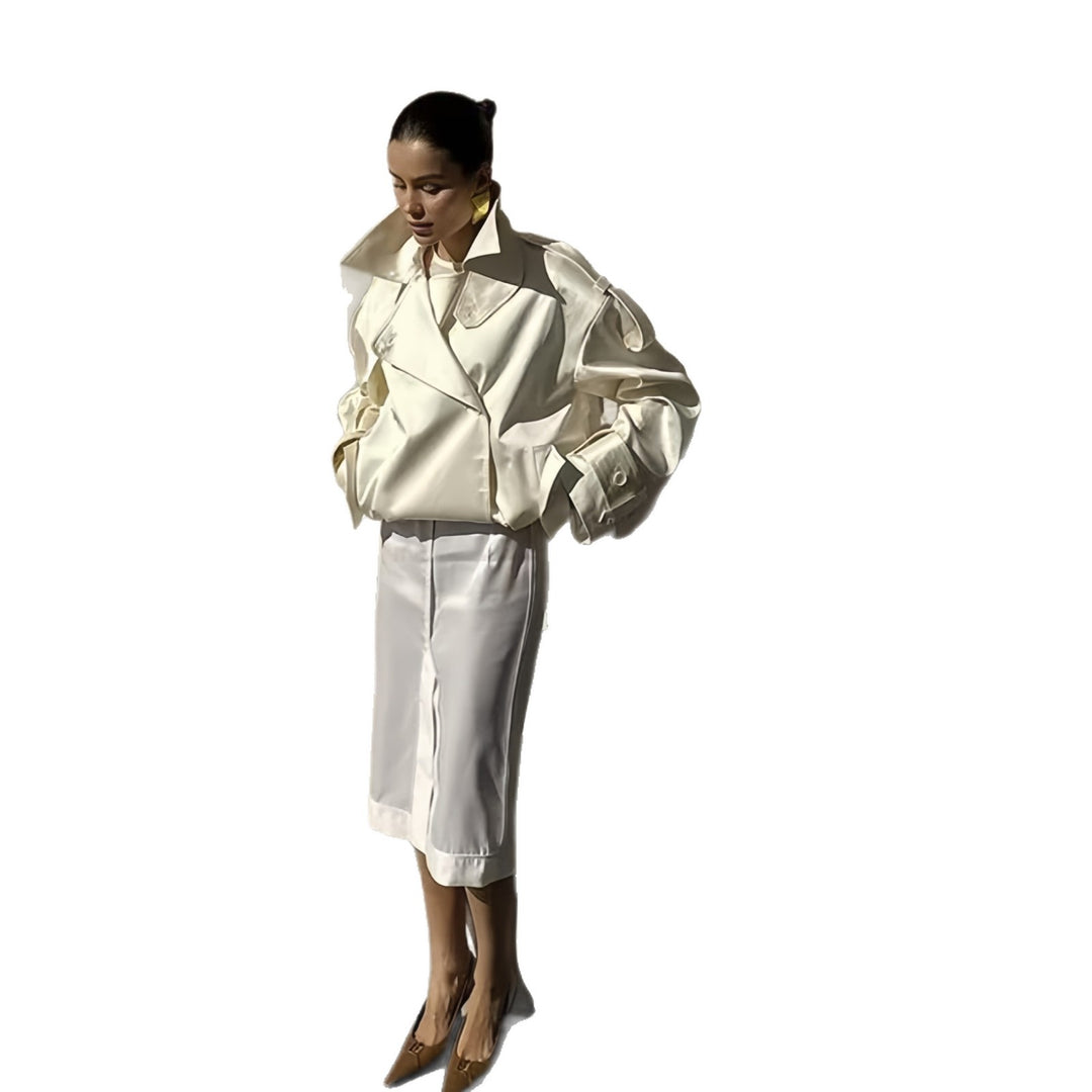 Damen modische Kurzjacke mit elegantem Schnitt und hochglänzendem Finish R&B