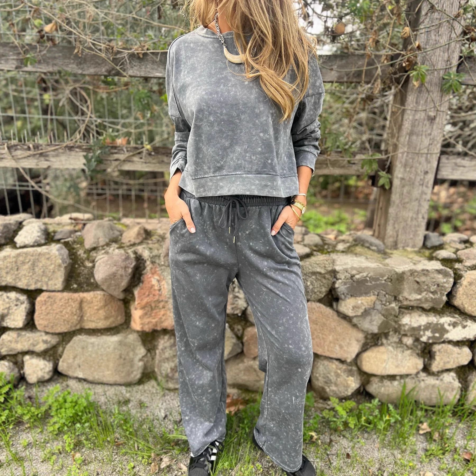 Damen Lässiger Sweatanzug im Vintage-Look