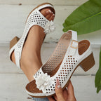 Damen Sandaletten mit floralem Design und rutschfester Sohle R&B