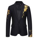 Herren eleganter Blazer mit floralem Stickdesign und feinen Details R&B