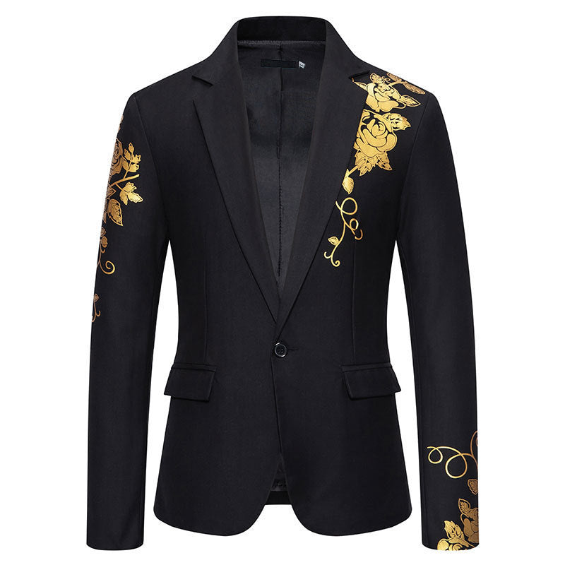 Herren eleganter Blazer mit floralem Stickdesign und feinen Details R&B