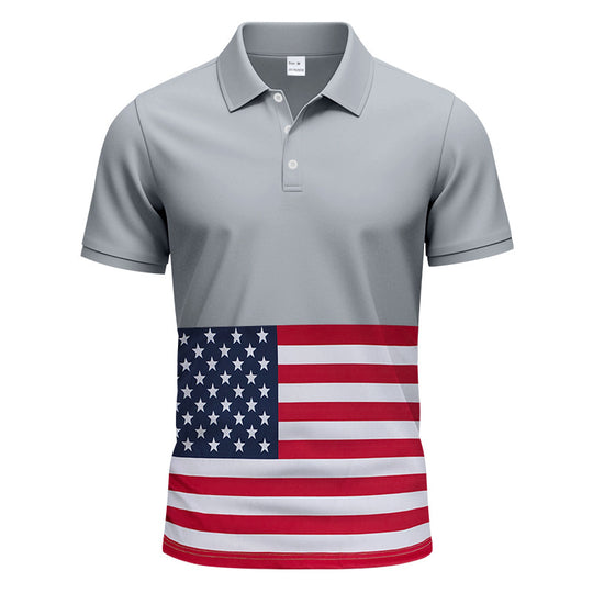 Herren Poloshirt mit einzigartigem Flaggenmotiv und moderner Passform R&B