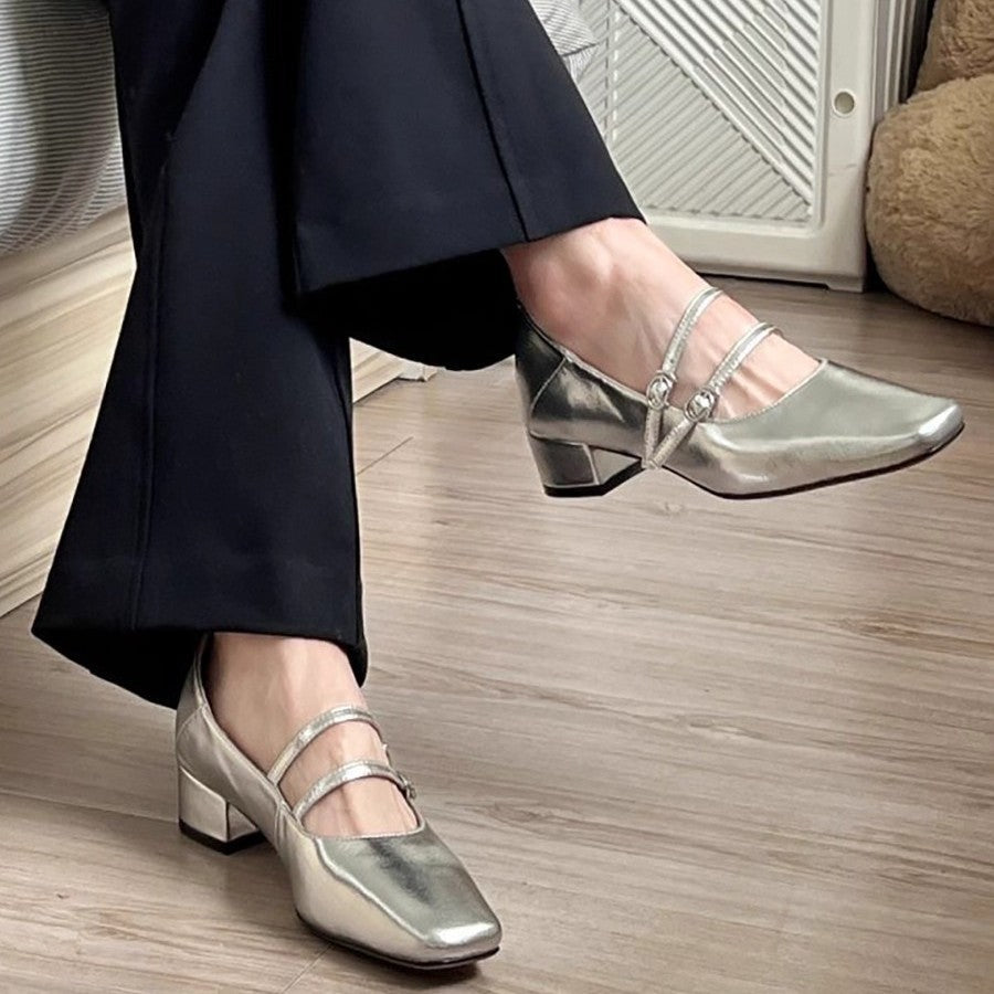 Damen elegante Ballerina-Schuhe mit dekorativen Schnallen R&B