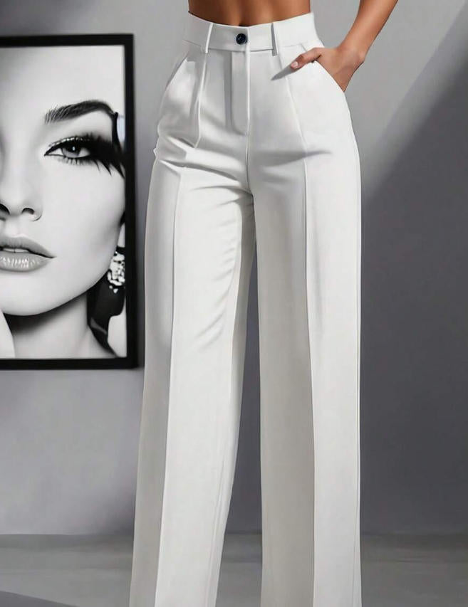 Damen elegante weite Bundfaltenhose R&B