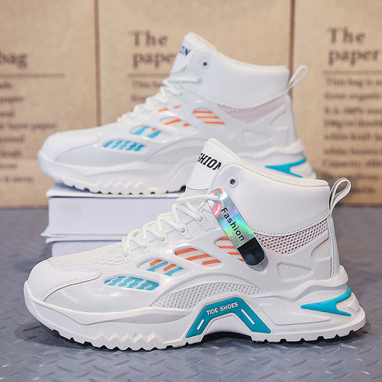 Damen Modische High-Top Sneakers mit atmungsaktiver Mesh-Oberfläche und rutschfester Sohle R&B